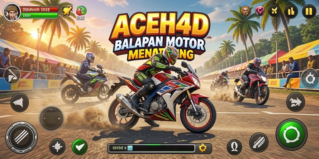 Tampilan menarik dari gameplay balapan motor yang seru.