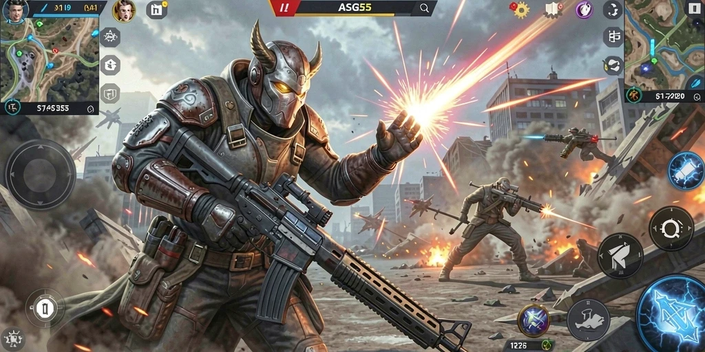 Screenshot menunjukkan aksi spektakuler dalam game ASG55.