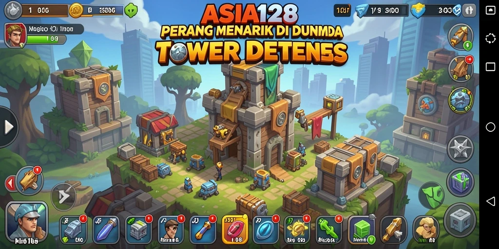 Tangkapan layar aksi mendebarkan dalam game Tower Defense ASIA128.