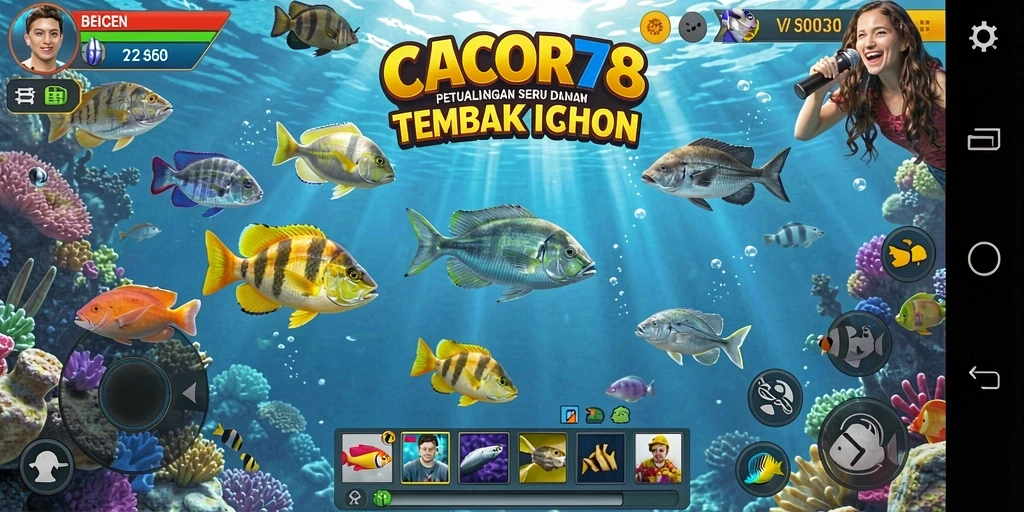 Tampilan utama gameplay Tembak Ikan CACOR78 yang menarik.