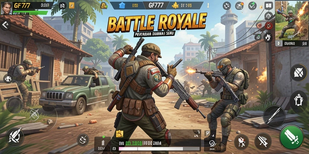 Gameplay seru GF777 dalam pertempuran Battle Royale.
