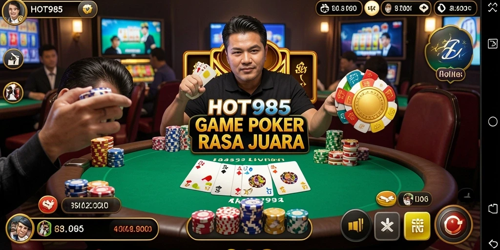 Tampilan gameplay seru dengan strategi Poker yang mendebarkan.