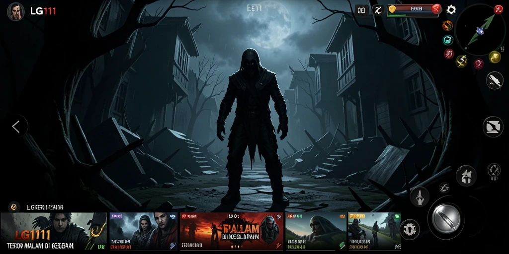Screenshot gameplay LG111 menampilkan suasana menyeramkan dan menegangkan.