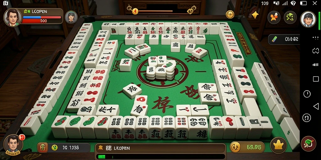 Tampilan seru gameplay LKOPEN yang penuh strategi Mahjong.