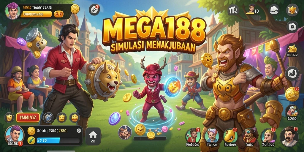 Tampilan dinamis dari gameplay MEGA188 yang menarik dan penuh warna.