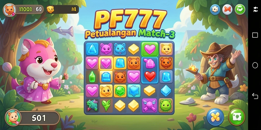 Tampilan gameplay seru dari PF777 yang menantang para pemain Match-3.
