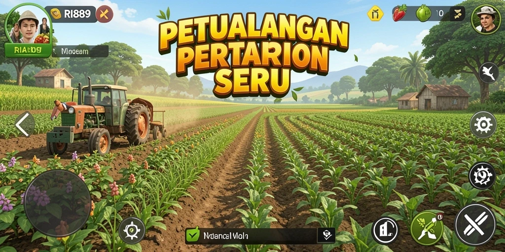 Screenshot utama RI889 menampilkan gameplay pertanian yang menarik dan interaktif.