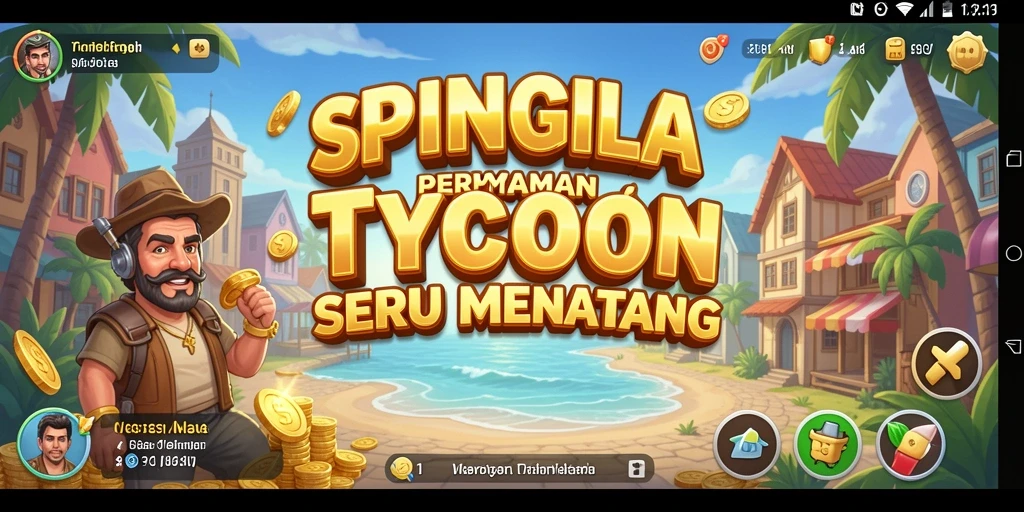 Tampilan gameplay SPINGILA menampilkan manajemen bisnis yang dinamis.