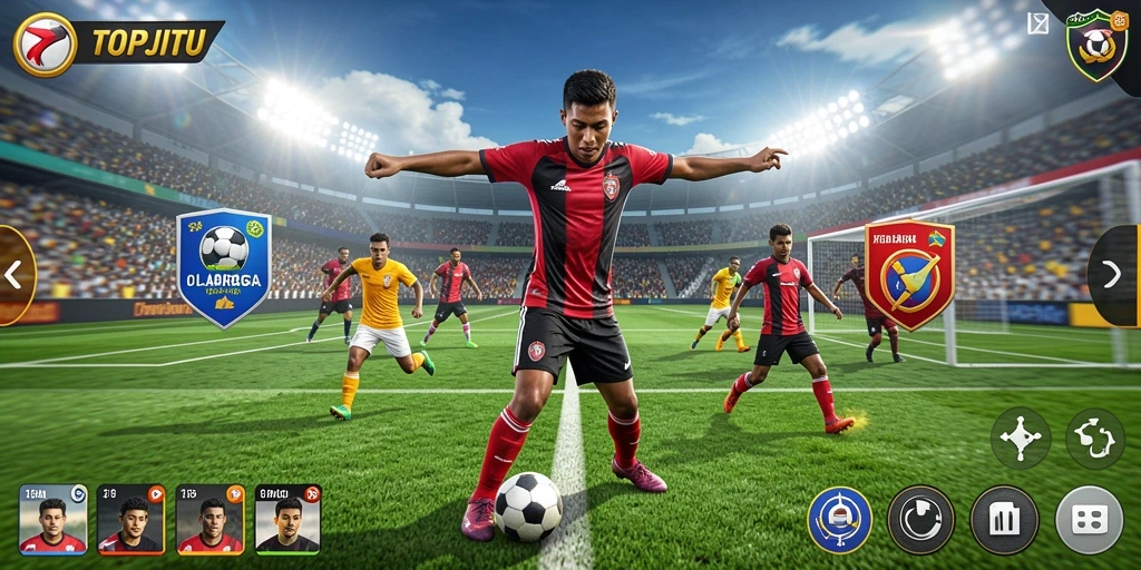 Gameplay menyenangkan di TOPJITU dengan pergerakan atletik dinamis.