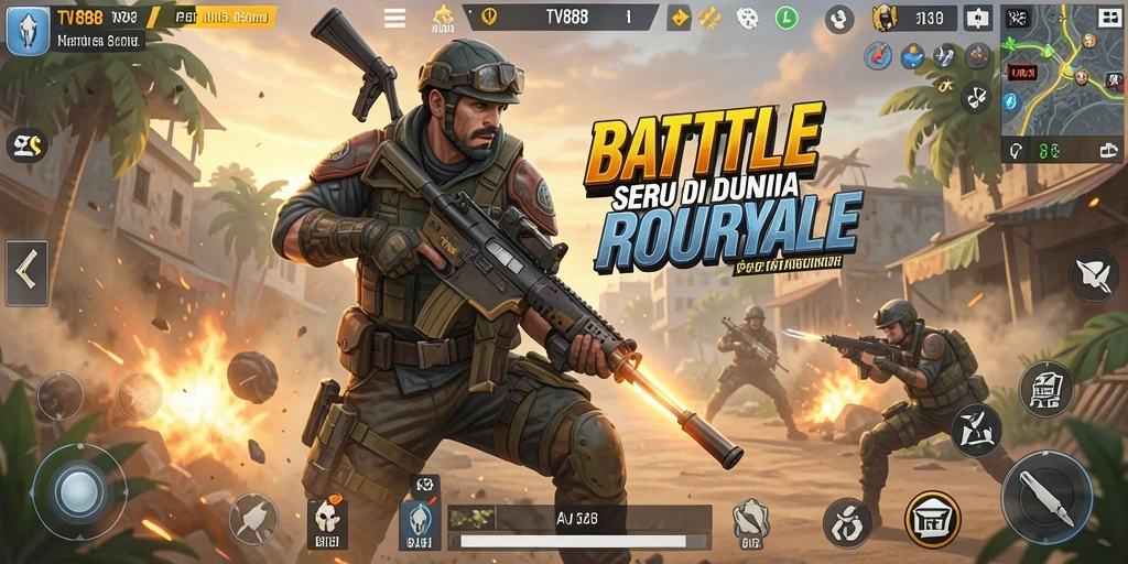 Menampilkan gameplay Battle Royale yang mendebarkan dan penuh aksi.