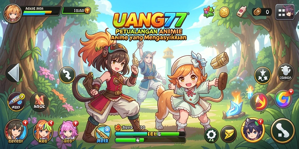 Screenshot gameplay UANG77 menampilkan aksi seru dalam dunia Anime.