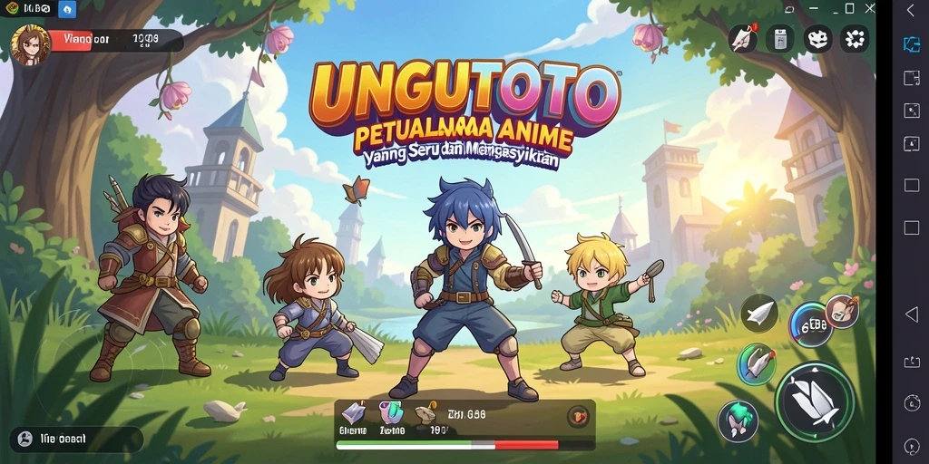Tampilan gameplay seru dari UNGUTOTO dengan karakter Anime.